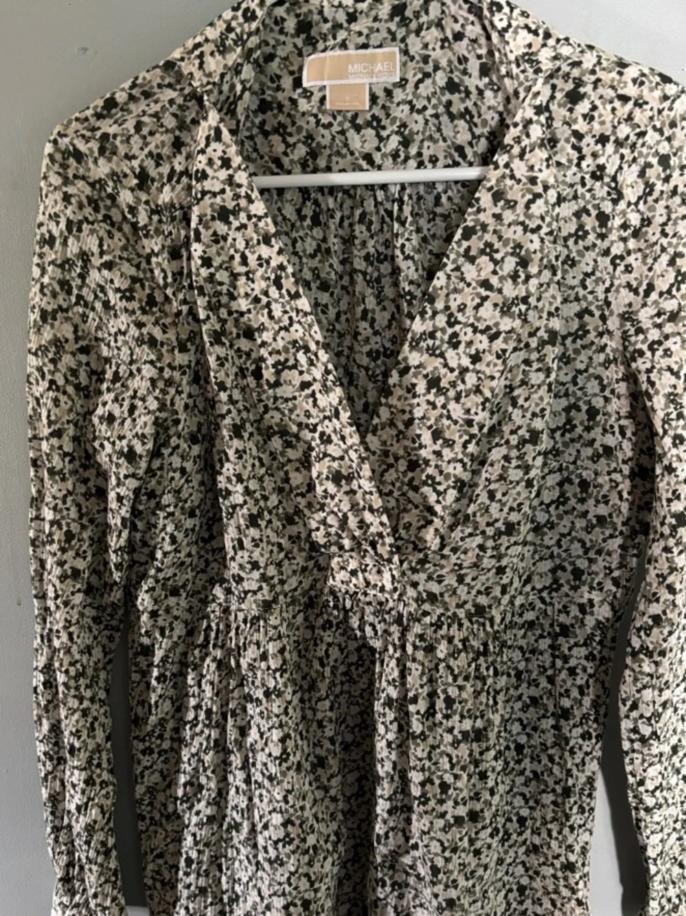 Michael Kors Cream and green  Floral Surplice Tunic